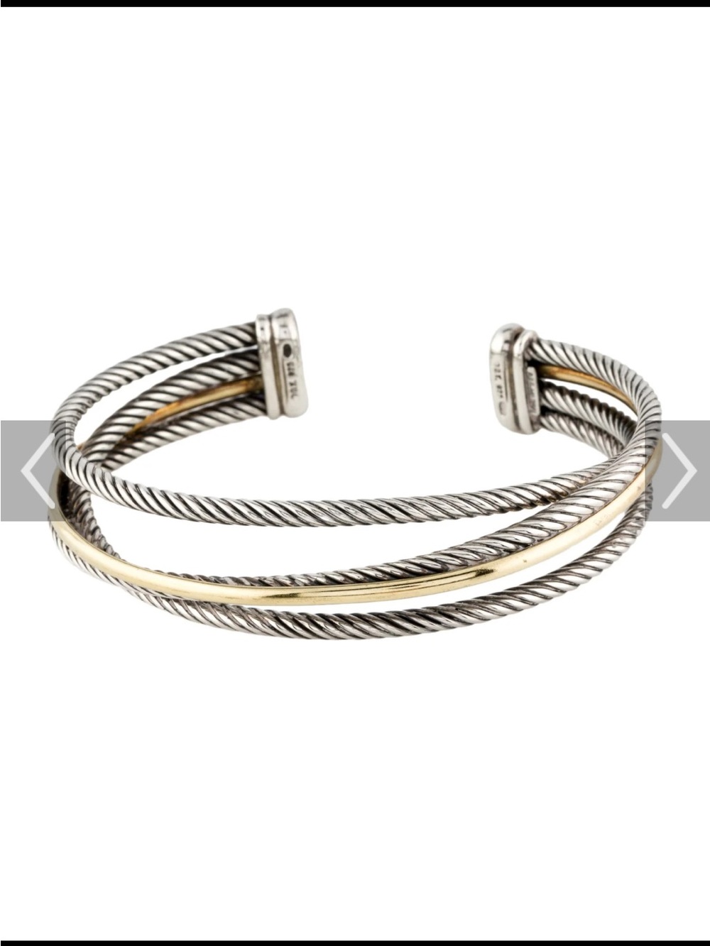 David Yurman Cable Cuff Bracelet in Silver and Gold-Tone